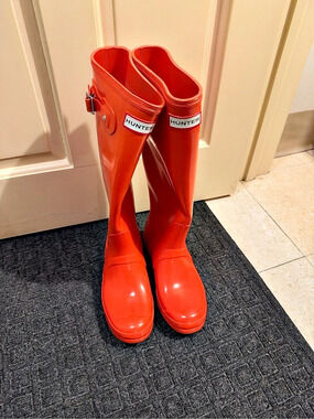 Hunter Original Tall Gloss Rain Boots - Orange